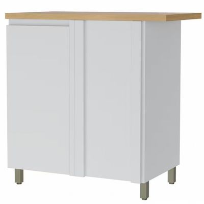 Balcão de Canto Nesher Rainha em MDF 15mm com 1 Porta e 1 Prateleira - 92cm de largura Branco com Nature