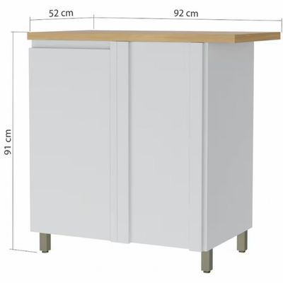 Balcão de Canto Nesher Rainha em MDF 15mm com 1 Porta e 1 Prateleira - 92cm de largura Branco com Nature