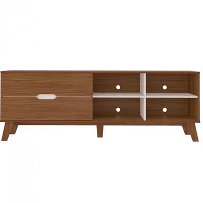 Rack Artely Verona com 180 cm de Largura, 2 Gavetas, Ideal para TV de Até 75 Cedro com Off White