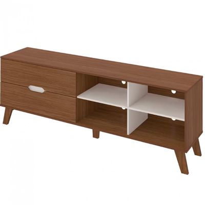 Rack Artely Verona com 180 cm de Largura, 2 Gavetas, Ideal para TV de Até 75 Cedro com Off White