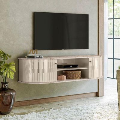 Rack Bancada Suspensa Modena Com Aparador Estoril Calacata Off White - Madetec