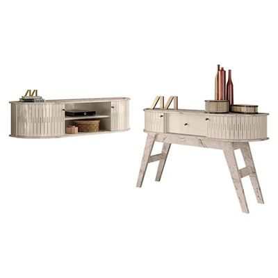 Rack Bancada Suspensa Modena Com Aparador Estoril Calacata Off White - Madetec