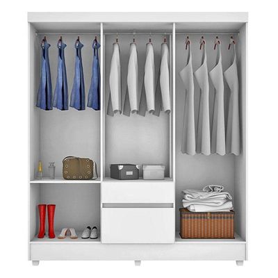 Cômoda London E Guarda Roupa Casal Flash 2 Branco Flex - Demóbile