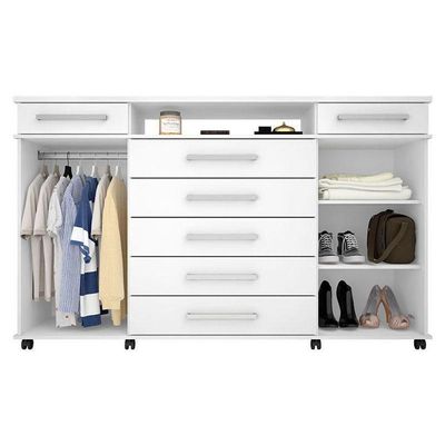 Cômoda London E Guarda Roupa Casal Flash 2 Branco Flex - Demóbile