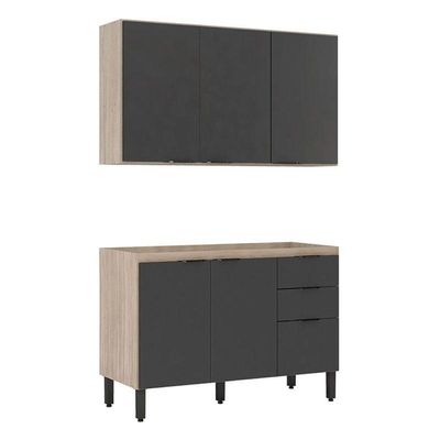 Cozinha Modulada Firenze Fi0009 Avena Grafito - Demóbile