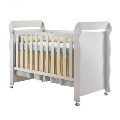 Berço Americano Mirelle E Guarda Roupa Infantil Ariel 4 Portas Branco Brilho - Carolina