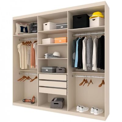 Guarda Roupa Casal Bartira Genova com 6 Portas 3 Gavetas e 236,7 cm Areia