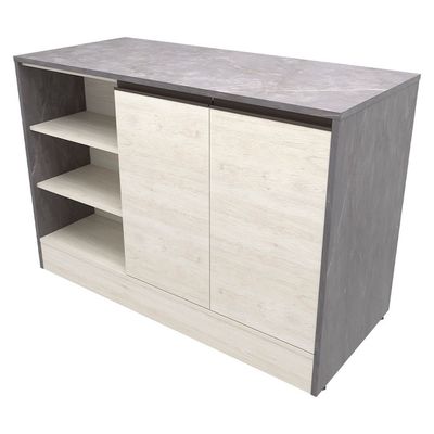 Cozinha Completa Bartira Cristal com 10 Portas, 5 Gavetas, 9 Prateleiras e Bancada Gourmet - 300cm de Largura Freixo
