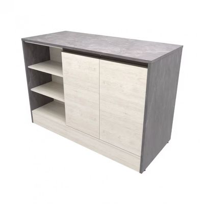 Cozinha Completa Bartira Cristal com 10 Portas, 5 Gavetas, 9 Prateleiras e Bancada Gourmet Freixo/Azul