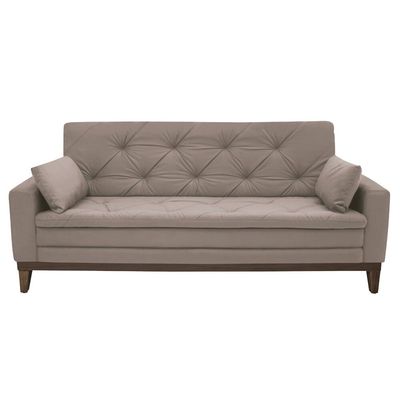 Sofá 2,08 Metros Linoforte Nature, 4 Lugares, Suede Veludo, Espuma D-33 bege
