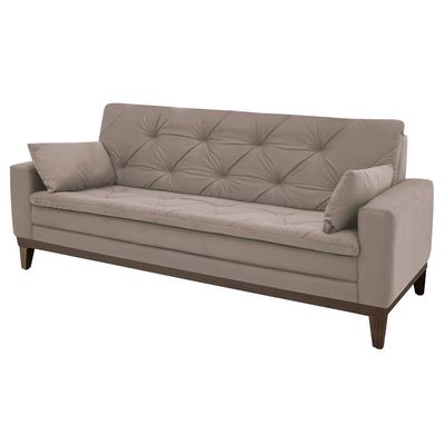 Sofá 2,08 Metros Linoforte Nature, 4 Lugares, Suede Veludo, Espuma D-33 bege
