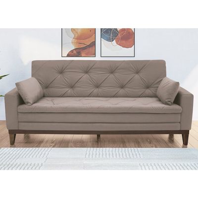 Sofá 2,08 Metros Linoforte Nature, 4 Lugares, Suede Veludo, Espuma D-33 bege
