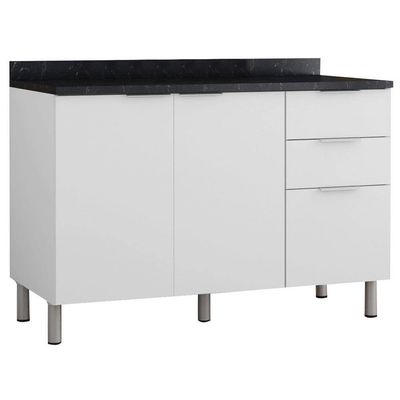 Cozinha Completa Rubi 9 Portas 3 Gavetas 5 Prateleiras Bartira Branco