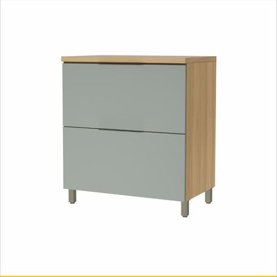 Cozinha Completa Nesher Marquesa com 8 Portas e 7 Gavetas 350cm Marrom com Verde