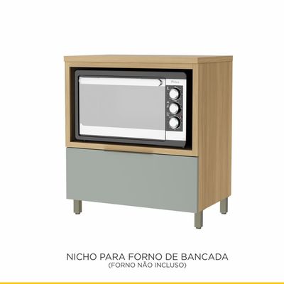 Cozinha Completa Nesher Marquesa com 8 Portas e 7 Gavetas 350cm Marrom com Verde