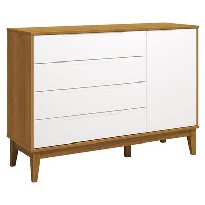 Cômoda Com Porta Classic Elfe Branco Acetinado Savana Amadeirado - Reller