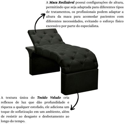 Maca Estofada Estética Cílios Regulável Spa Veludo Ana preto