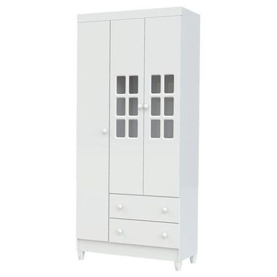 Quarto De Bebê Mariah 3p Com Berço Mirelle Branco Brilho Com Colchão - Carolina