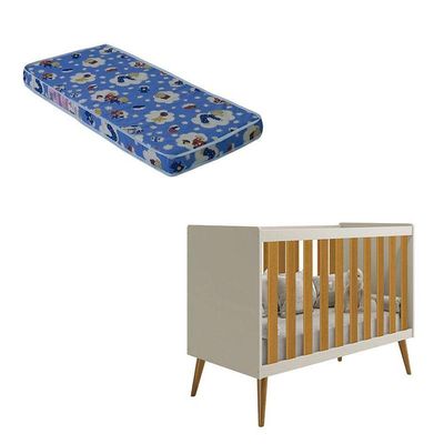 Berço Americano Isis Areia Acetinado Savana Com Colchão Ortobom - Reller