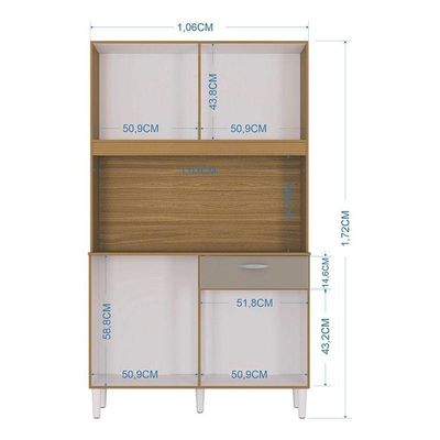 Cozinha Ambiente Kit Cassia 8 Portas Damasco Off White - Poquema