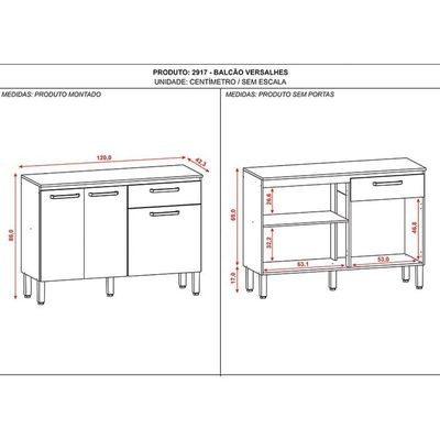 Balcão De Cozinha Ambiente Versalhes Freijó Gris - Kits Paraná