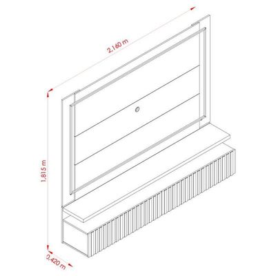 Estante Home Theater Suspenso Gaia Com Mesa De Centro Indianápolis Calacata Off White - Madetec