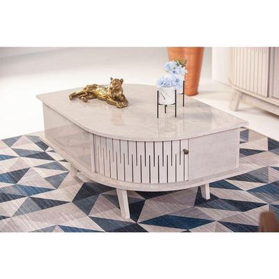 Estante Home Theater Suspenso Atena Com Mesa De Centro Indianápolis Calacata Off White - Madetec