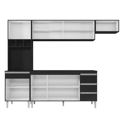 Cozinha Com Balcão E Tampo 160 Cm Andréia Preto Fosco - Ajl