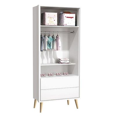 Quarto De Bebê Theo 2 Portas Com Cômoda Gaveteiro Branco Acetinado Pés Madeira Natural - Reller