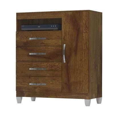 Guarda Roupa Solteiro Módena 4 Portas E Cômoda Sapateira Cannes Malbec - Incorplac