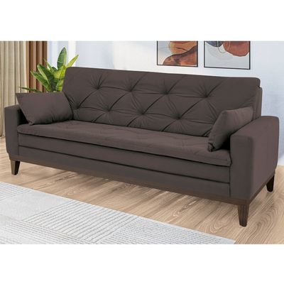 Sofá 2,08 Metros Linoforte Nature, 4 Lugares, Suede Veludo, Espuma D-33 Marrom