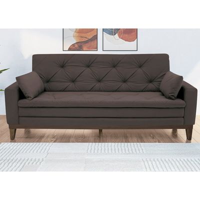 Sofá 2,08 Metros Linoforte Nature, 4 Lugares, Suede Veludo, Espuma D-33 Marrom