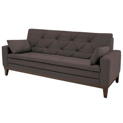 Sofá 2,08 Metros Linoforte Nature, 4 Lugares, Suede Veludo, Espuma D-33 Marrom