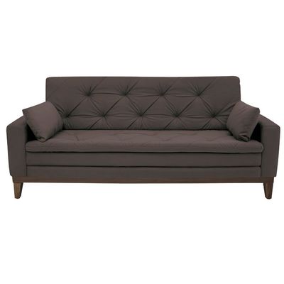 Sofá 2,08 Metros Linoforte Nature, 4 Lugares, Suede Veludo, Espuma D-33 Marrom