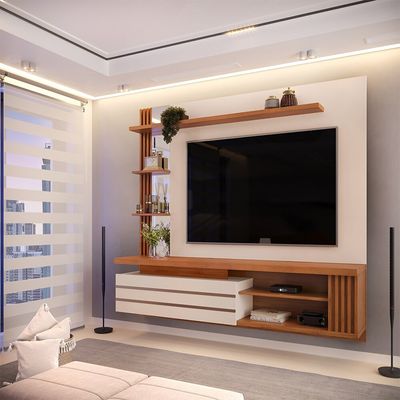 Painel para TV até 55 DJ Móveis New Marin Freijo/Offwhite