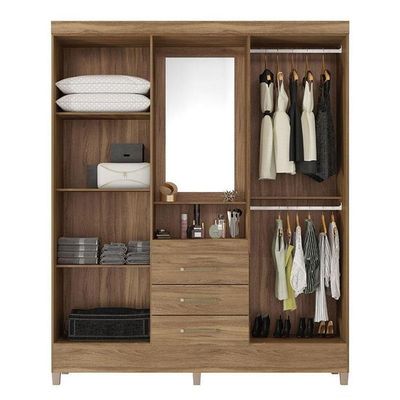 Cômoda Astral E Guarda Roupa Casal Capelinha Pérsia Amêndola Touch - Demóbile