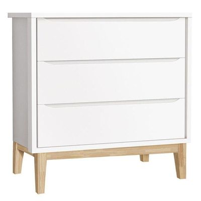 Cômoda Gaveteiro E Guarda Roupa Infantil 2 Portas New Classic Branco Com Pés Madeira Natural - Reller