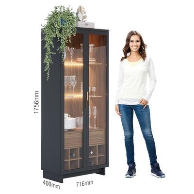 Cristaleira Ambiente Guanabara Preto Acetinado Noce Milano - Colibri