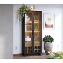 Cristaleira Ambiente Guanabara Preto Acetinado Noce Milano - Colibri