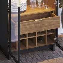 Cristaleira Ambiente Guanabara Preto Acetinado Noce Milano - Colibri