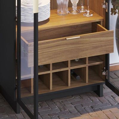Cristaleira Ambiente Guanabara Preto Acetinado Noce Milano - Colibri