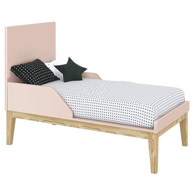 Quarto De Bebê Classic 3 Portas Com Colchão Rosa Pés Madeira Natural - Reller