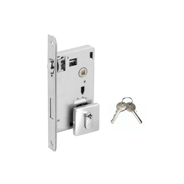 FECHADURA ROLETE PIVOTANTE EXTERNA IMAB 1710 QUADRADA ACETINADA ESCOVADA C/ CILINDRO E81 55MM
