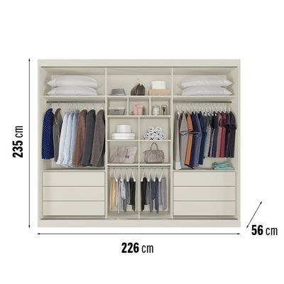 Guarda-Roupa Europa Grécia com Espelho 3 Portas 6 Gavetas 226cm Off White