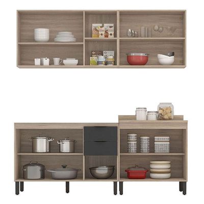 Cozinha Modulada Firenze Fi0008 Avena Grafito - Demóbile
