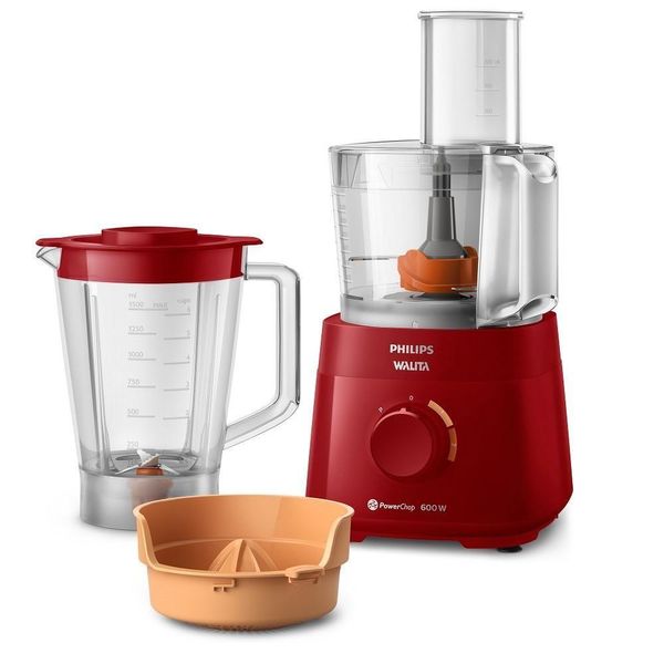 Multiprocessador De Alimentos Philips Walita 1,5 Litros PowerChop Vermelho 600W RI7300 220V