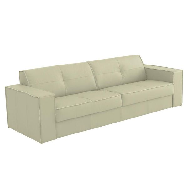 Sofá 2 Lugares Sala de Estar Pés Madeira Laus 158 cm Couro Off White - Gran Belo