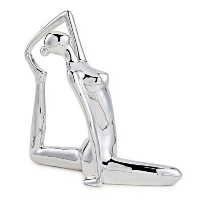 Escultura Decorativa de Yoga em Porcelana 18,5x19,5x6,5 Prata - Gran Belo