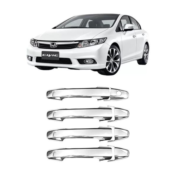Aplique Cromado Maçaneta Honda New Civic Geração 10 2017 à 2022 4 Portas Aplique Cromado Maçaneta Honda New Civic Geração 10 2017 à 2022 4 Portas