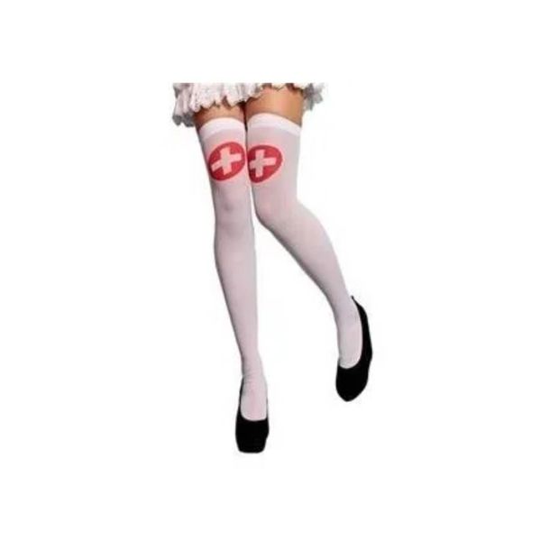 Meia 7/8 Listrada Vermelho E Branco Enfermeira